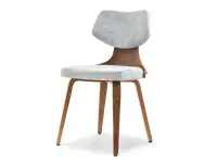 Krzesło drewniane IDRIS SZARA TKANINA - ORZECH