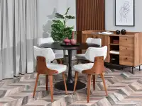 Krzesło drewniane IDRIS SZARA TKANINA - ORZECH - w aranżacji