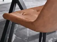 Industrialne krzesło LAMIA BRĄZ ze skóry anticz pikowaniem - eko- skóra w siedziskus