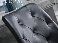 Wygodne krzesło loftowe skórzane LAMIA CZARNE pikowane pikowane detale