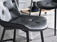 Wygodne krzesło loftowe skórzane LAMIA CZARNE pikowane - eko-skóra
