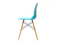 Nowoczesne krzesło z tworzywa LEAF turkusowe - wygląd boku.