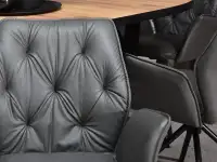 Tapicerowane krzesło LINDA GRAFIT EKO-SKÓRA - CZARNA NOGA - pikowane oparcie