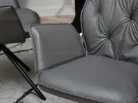 Tapicerowane krzesło LINDA GRAFIT EKO-SKÓRA - CZARNA NOGA - wygodny podłokietnik