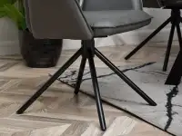 Tapicerowane krzesło LINDA GRAFIT EKO-SKÓRA - CZARNA NOGA - stabilna noga