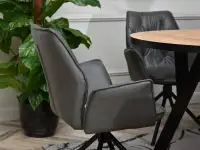 Tapicerowane krzesło LINDA GRAFIT EKO-SKÓRA - CZARNA NOGA - tapicerowany tył