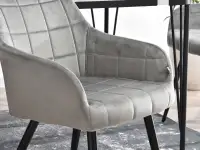 Krzesło z podłokietnikami LOGAN SZARE NA CZARNYCH NOGACH - wyprofilowana bryła