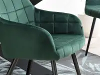 Kubełkowe krzesło LOGAN BUTELKOWA ZIELEŃ NA CZARNEJ NODZE - miękkie siedzisko