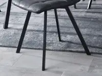 Krzesło LUGO CZARNE pikowane z tkaniny antic + metalowe nogi - czarna podstawa
