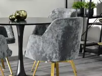 Krzesło LUI ROT CIEMNOSZARE - ZŁOTE NOGI - tapicerowany tył siedziska
