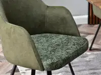 Krzesło LUI ROT CIEMNOZIELONE TKANINA I STAL - połączenie dwóch tkanin