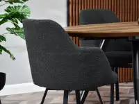 Krzesło obrotowe LUI ROT CZARNE BOUCLE METAL - tapicerowany tył siedziska
