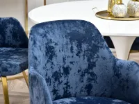 Obrotowe krzesło LUI ROT GRANATOWY WELUR - ZŁOTE NOGI - elegancka tkanina