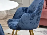 Obrotowe krzesło LUI ROT GRANATOWY WELUR - ZŁOTE NOGI - odpowiednio wyprofilowane podłokietniki