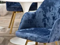 Obrotowe krzesło LUI ROT GRANATOWY WELUR - ZŁOTE NOGI - charakterystyczne detale