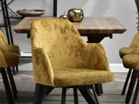 Krzesło fotelowe LUI ROT MUSZTARDOWE - CZARNE - komfortowe siedzisko