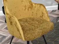 Krzesło fotelowe LUI ROT MUSZTARDOWE - CZARNE - nowoczesne połączenie dwóch tkanina