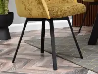 Krzesło fotelowe LUI ROT MUSZTARDOWE - CZARNE - obrotowa podstawa