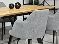 Obrotowe krzesło tapicerowane LUI ROT SZARE - CZARNE NOGI - elegancki tył fotela