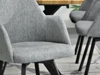 Obrotowe krzesło tapicerowane LUI ROT SZARE - CZARNE NOGI - wygodne siedzisko