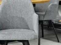 Obrotowe krzesło tapicerowane LUI ROT SZARE - CZARNE NOGI - smukłe podłokietniki