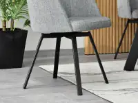 Obrotowe krzesło tapicerowane LUI ROT SZARE - CZARNE NOGI - obrotowa podstawa
