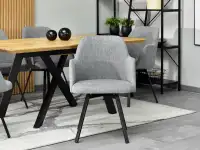Obrotowe krzesło tapicerowane LUI ROT SZARE - CZARNE NOGI - przód w aranżacji