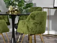 Welurowe krzesło obracane LUI ROT ZIELONE - ZŁOTE NOGI - tapicerowany tył siedziska
