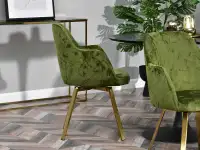 Welurowe krzesło obracane LUI ROT ZIELONE - ZŁOTE NOGI - profil w aranżacji