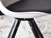 Krzesło z tworzywa LUIS ROT biało - czarne - czarna podstawa