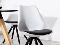 Krzesło z tworzywa LUIS ROT biało - czarne - oparcie