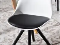 Krzesło z tworzywa LUIS ROT biało - czarne - czarne siedzisko
