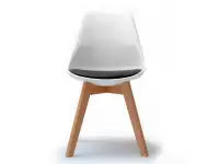 Krzesło tapicerowane LUIS WOOD biało - czarne - przód