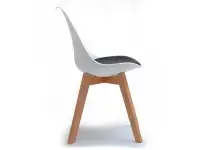Krzesło tapicerowane LUIS WOOD biało - czarne - bok