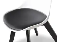 Nowoczesne krzesło do jadalni LUIS WOOD biało-czarne - miękkie siedzisko
