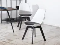 Nowoczesne krzesło do jadalni LUIS WOOD biało-czarne - profil krzesła