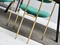 Krzesło z podłokietnikami MALAGA ZIELONE ze złotymi nogami - stabilna podstawa