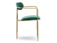 Krzesło z podłokietnikami MALAGA ZIELONE ze złotymi nogami - bok