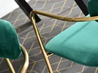 Krzesło z podłokietnikami MALAGA ZIELONE ze złotymi nogami - detale