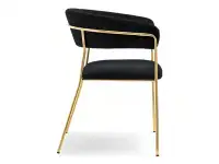 Krzesło MALE CZARNE z weluru glamour ze złotym stelażem - bok