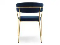 Krzesło welurowe MALE GARANTOWE glamour na złotych nogach - tył