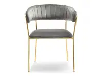 Krzesło glamour MALE SZARY welur ze złotym steżalem - przód
