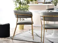 Krzesło glamour MALE SZARY welur ze złotym steżalem - profil