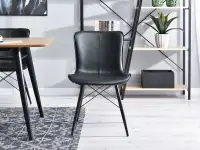 Krzesło MARGOT CZARNE ze skóry eko na czarnych nogach - nowoczesna forma
