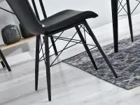 Krzesło MARGOT CZARNE ze skóry eko na czarnych nogach - stalowa podstawa