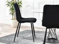 Eleganckie krzesło MEGAN CZARNE tapicerowane welurem - profil