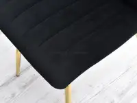 Krzesło MEGAN CZARNE welurowe glamour na złotej nodze - charakterystyczne detale