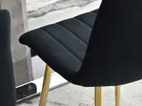 Krzesło MEGAN CZARNE welurowe glamour na złotej nodze - połączenie czerni i złota