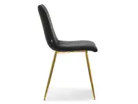 Krzesło MEGAN CZARNE welurowe glamour na złotej nodze - profil