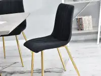 Krzesło MEGAN CZARNE welurowe glamour na złotej nodze - stylowe siedzisko
